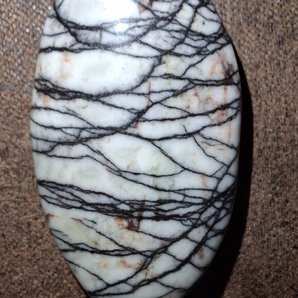 Picasso Jasper Onyx statement gemstone white black necklace goldtone euc - Picture 8 of 9